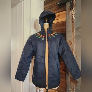 Vintage 1970'sNavy Blue nylon jacket with elegant embroider